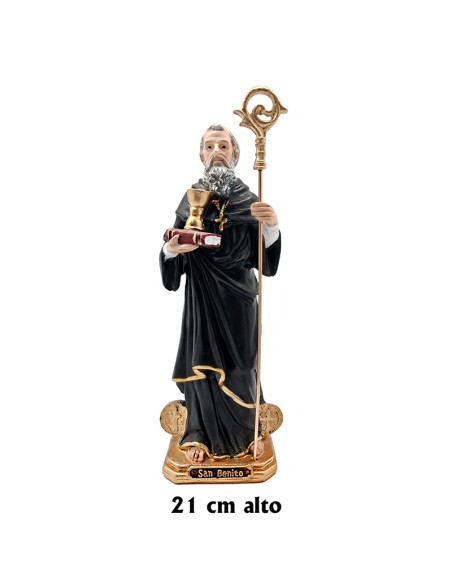 San Benito Res 21Cm Pr 13 Con Medallas En La Base Baston Caliz Y Libro