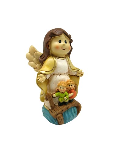 Angel Guarda Infantil Res 12. 5x7cm Niños Sobre El Puente