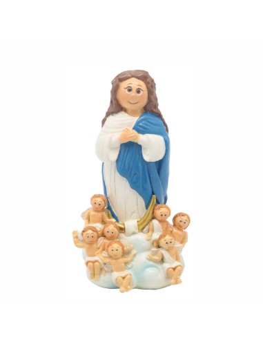 Virgen Pilar 10cm Pie Alabastro Marron