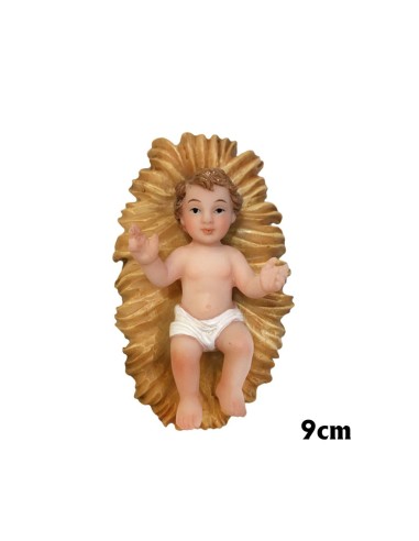 Niño Jesús En Cuna Res 9cm Brazos...