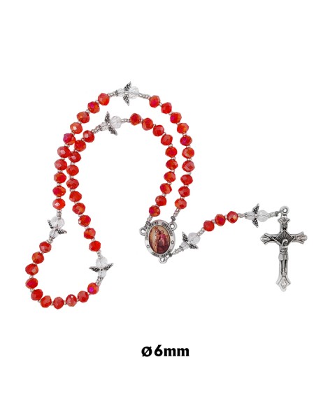 Rosario Cristal Virgen Milagrosa Tallado Azul 8mm Paters Rosa Metal Maria A Colores