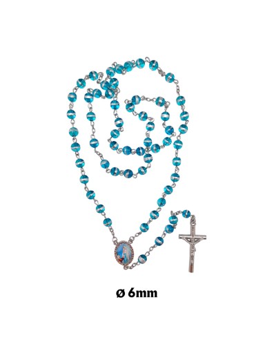 Rosario Cristal Liso 6mm Azul Celeste...