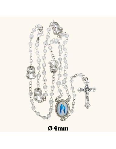 Rosario Cristal 4mm Trasparente MI Angel De La Guarda En Paters