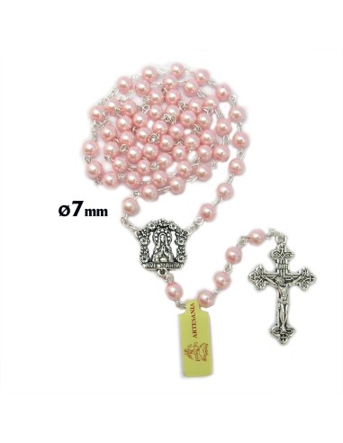 Rosario Cristal Liso 7mm Rosa