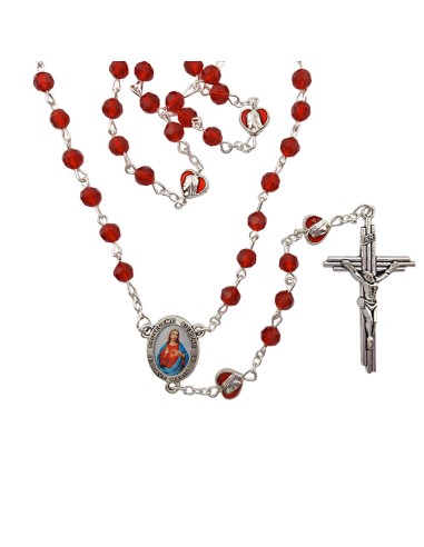 Rosario Cristal Rojo 6mm Tallado Con...