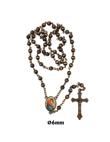 Rosario Cristal liso marron con...