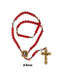 Rosario cristal rojo con...