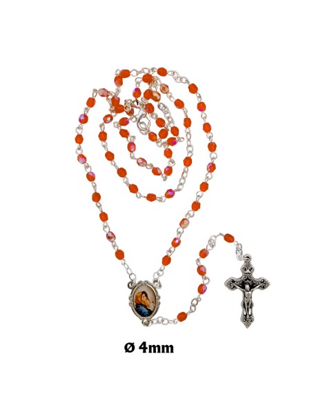 Rosario Cristal Tallado 4Mm Rojo