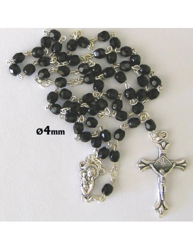 Rosario Cristal Tallado 4Mm Negro