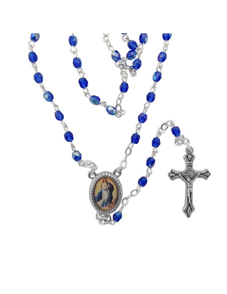 Rosario Cristal Tallado 4Mm Azul