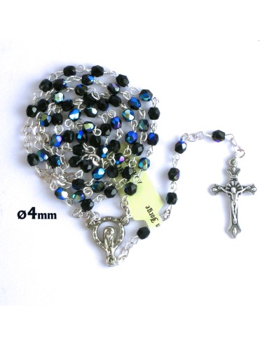 Rosario Cristal Liso 6mm Negro Con...