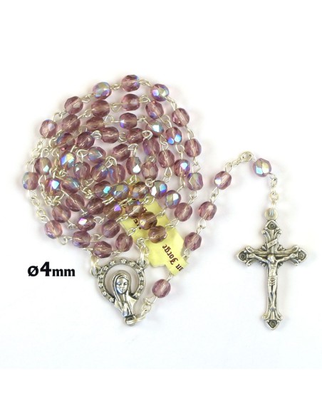 Rosario Cristal Tallado 4Mm Morado