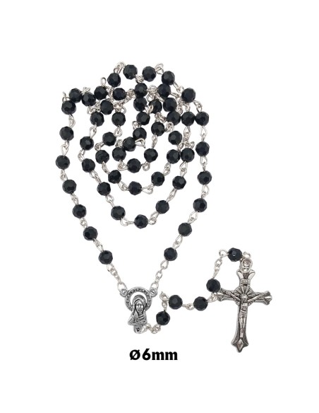 Rosario Cristal Tallado 6Mm Negro