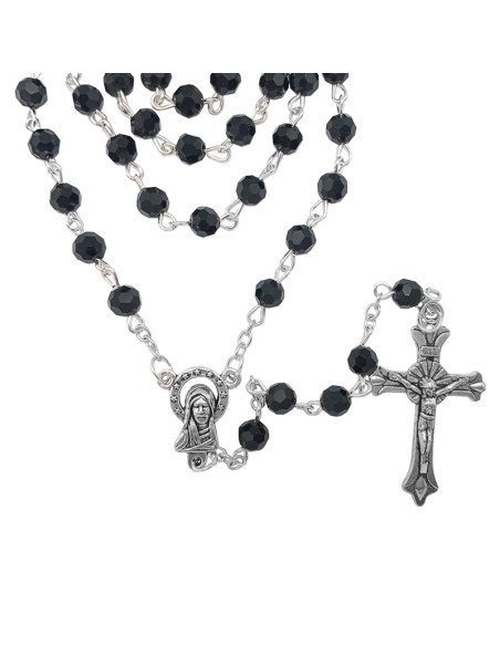 Rosario Cristal Tallado 6Mm Negro