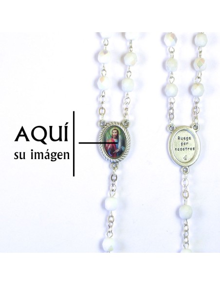 Rosario Cristal Tallado 6Mm Blanco