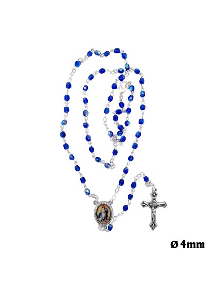 Rosario Cristal Tallado 4Mm Azul