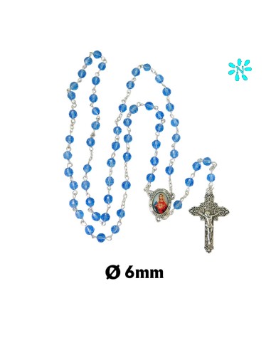 Rosario Cristal Tallado 6Mm Azul