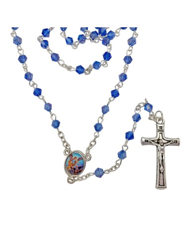 Rosario Cristal rombo tallado 4mm azul