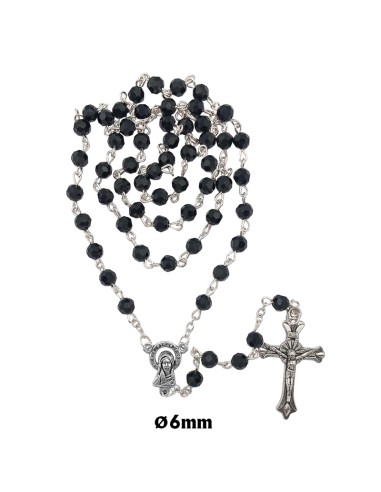 Rosario Cristal Tallado 6Mm Negro