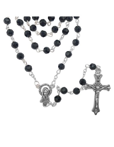 Rosario Cristal Tallado 6Mm Negro