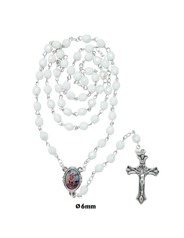 Rosario Cristal Tallado 6Mm Blanco