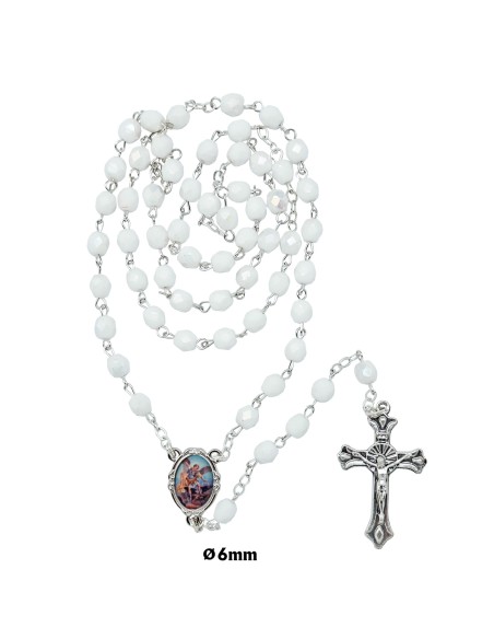 Rosario Cristal Tallado 6Mm Blanco