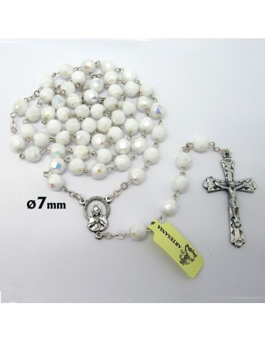 Rosario Cristal Tallado 7Mm Blanco
