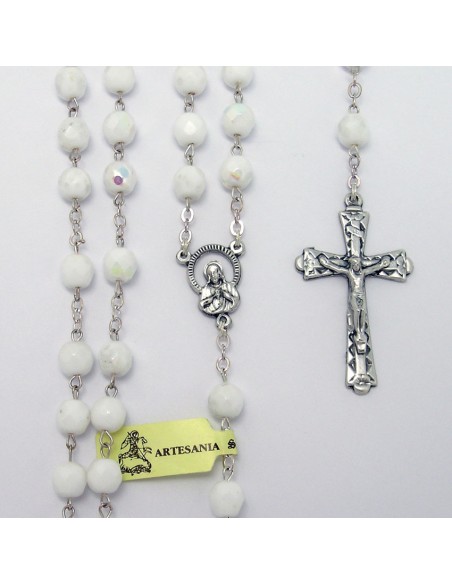 Rosario Cristal Tallado 7Mm Blanco