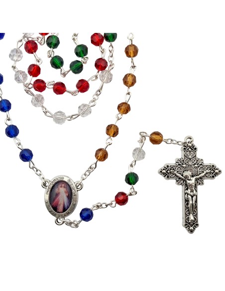 Rosario Cristal Rojo 6mm Tallado Con Paters Corazon Esmaltados