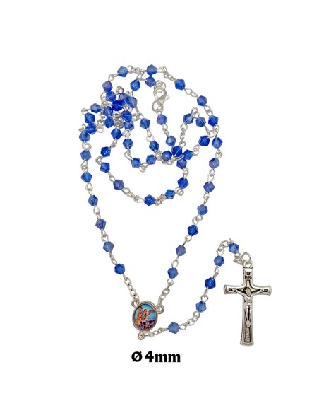 Rosario Cristal rombo tallado 4mm azul