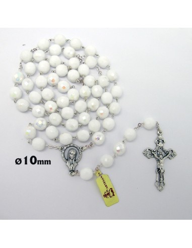 Rosario Cristal Tallado 10Mm Blanco
