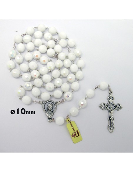 Rosario Cristal Tallado 10Mm Blanco