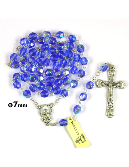 Rosario Cristal Tallado 7Mm Azul
