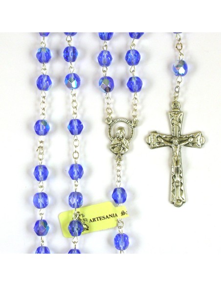 Rosario Cristal Tallado 7Mm Azul