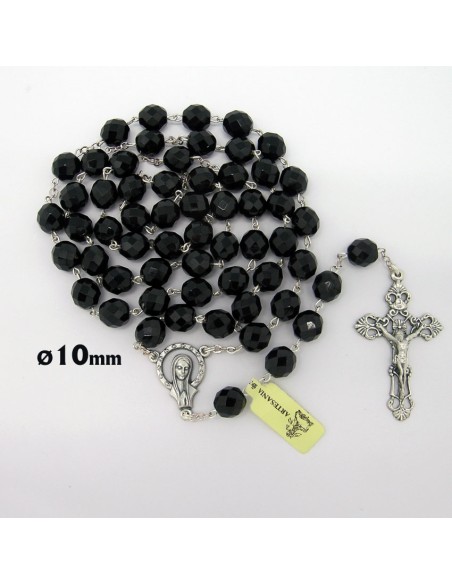 Rosario Cristal Tallado 10Mm Negro
