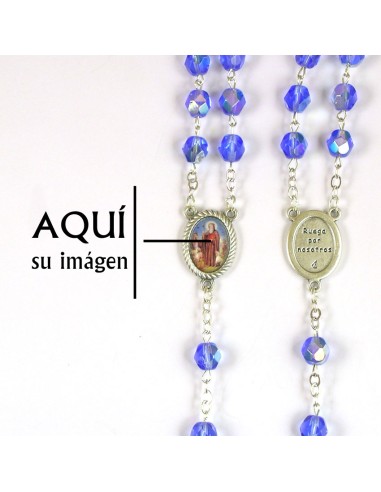 Rosario Cristal Tallado 7Mm Azul