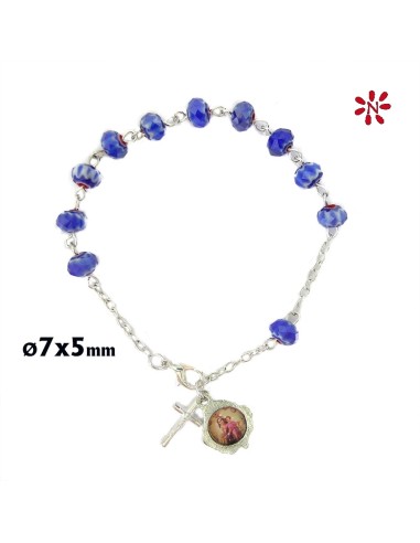 Rosario Brazalete Cristal Oval Azul...