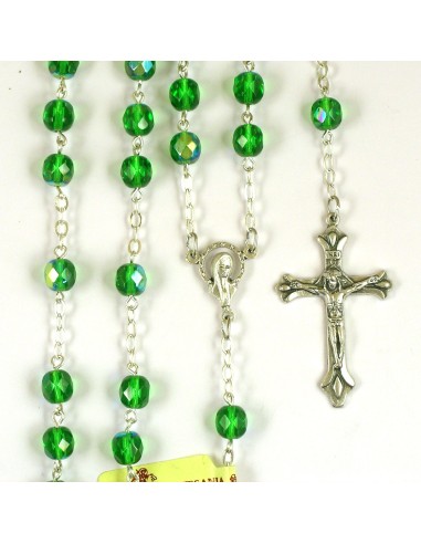 Rosario Cristal Tallado 7Mm Verde
