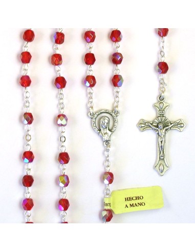 Rosario Cristal Tallado 7Mm Rojo