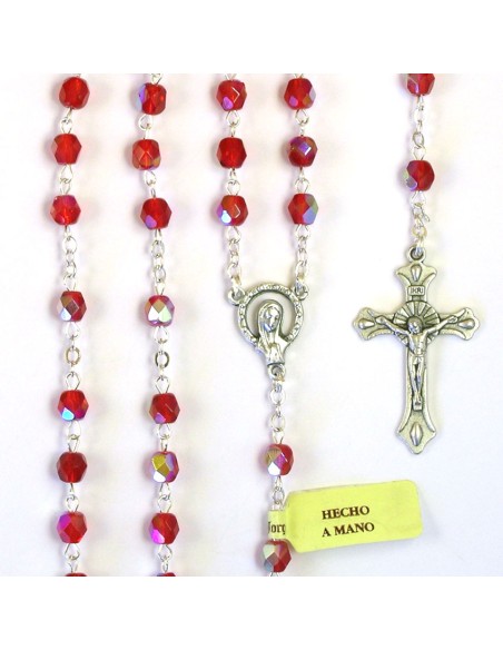 Rosario Cristal Tallado 7Mm Rojo