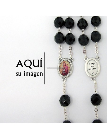 Rosario Cristal Tallado 10Mm Negro