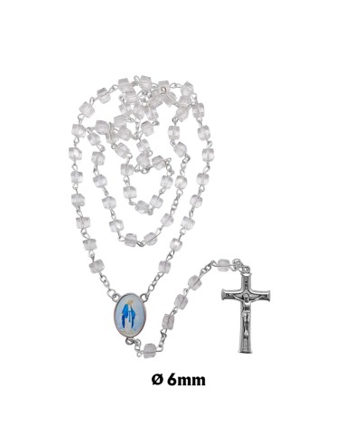 Rosario Cristal Forma Cubo 6x6mm transparente