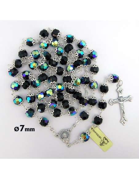 Rosario Cuerda Bola Roja Cristal 8mm Con Piedras En Paters