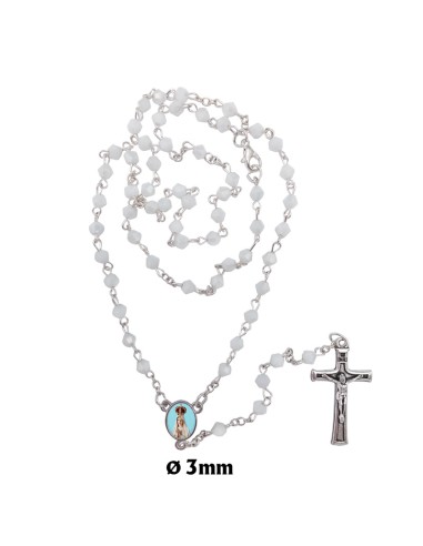 Rosario Cristal rombo tallado 4mm blanco