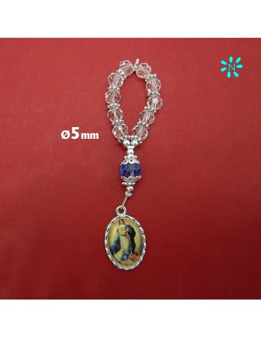 Rosario Decena Dedo Cristal Con Pater Azul Y Medalla Para Personalizar