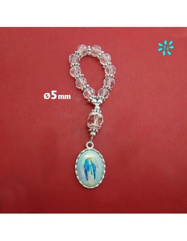 Rosario Decena Dedo Cristal Con Pater Rosa Y Medalla Para Personalizar
