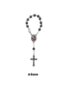 Decena Ematite 6mm con Cruz...
