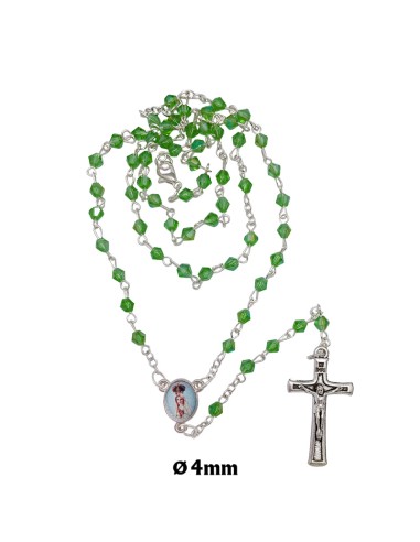 Rosario Cristal rombo tallado 4mm verde