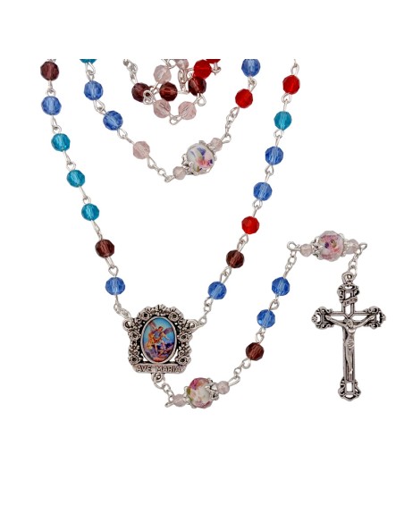 Rosario Cristal Tallado 6Mm Multicolor Pater 10Mm Con Rosa Interna