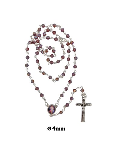 Rosario Cristal rombo tallado 4mm morado